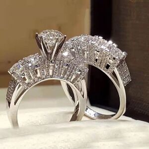 💎A031💎 NEW 2PC DIAMOND RING WEDDING SET